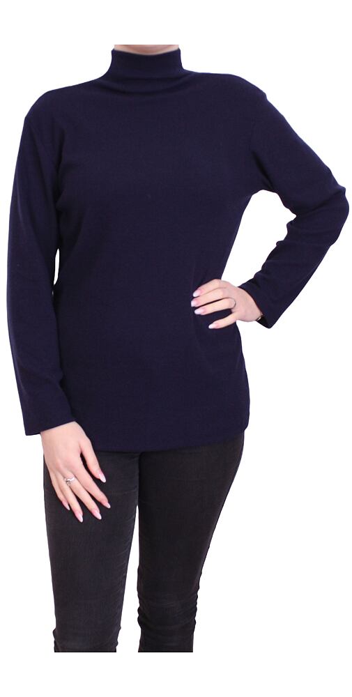 Trendy dámský svetřík do stojáčku  22037 navy