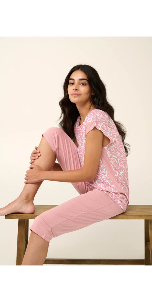 Dámské pyžamo Vamp s kapri kalhotami 22000 pink blush
