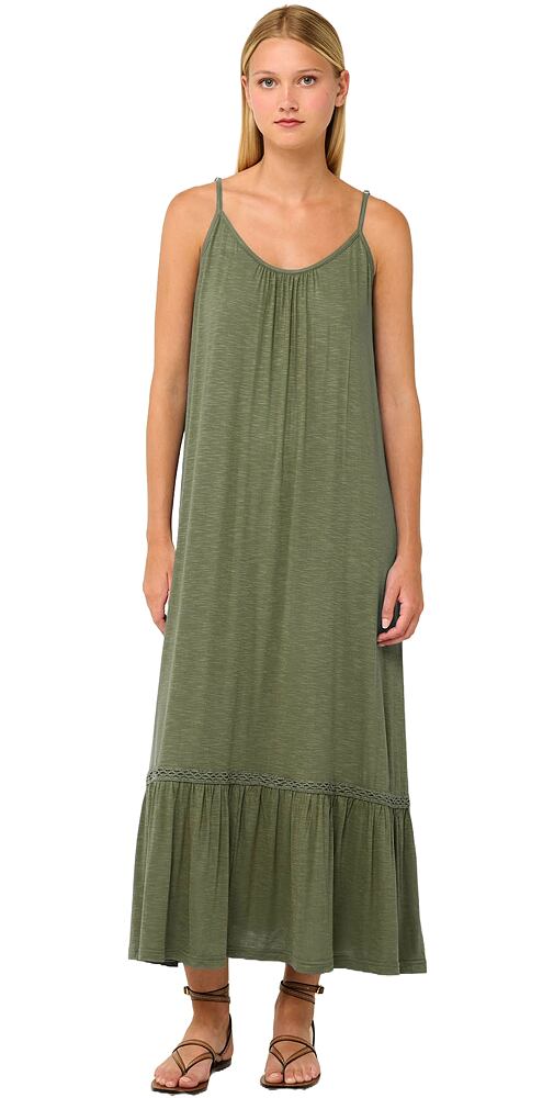 Viskózové letní maxi šaty na ramínka Vamp 22503 green olive