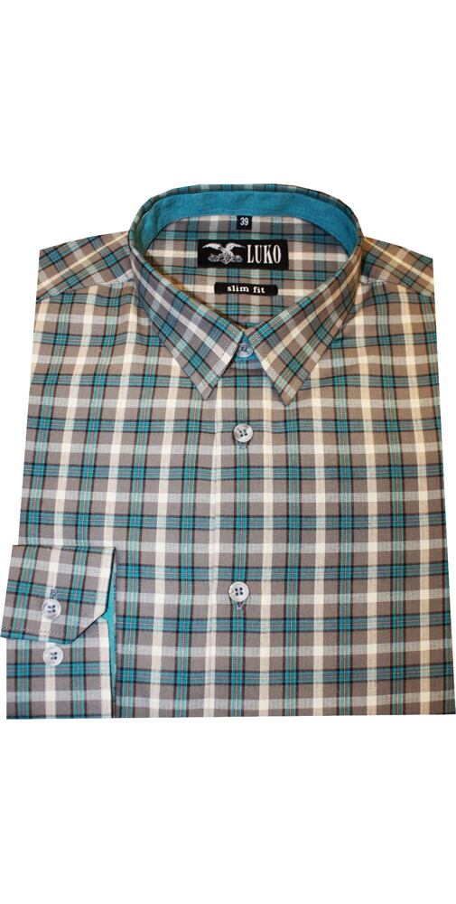Pánská košile Luko SlimFit 5446 - mint kostka