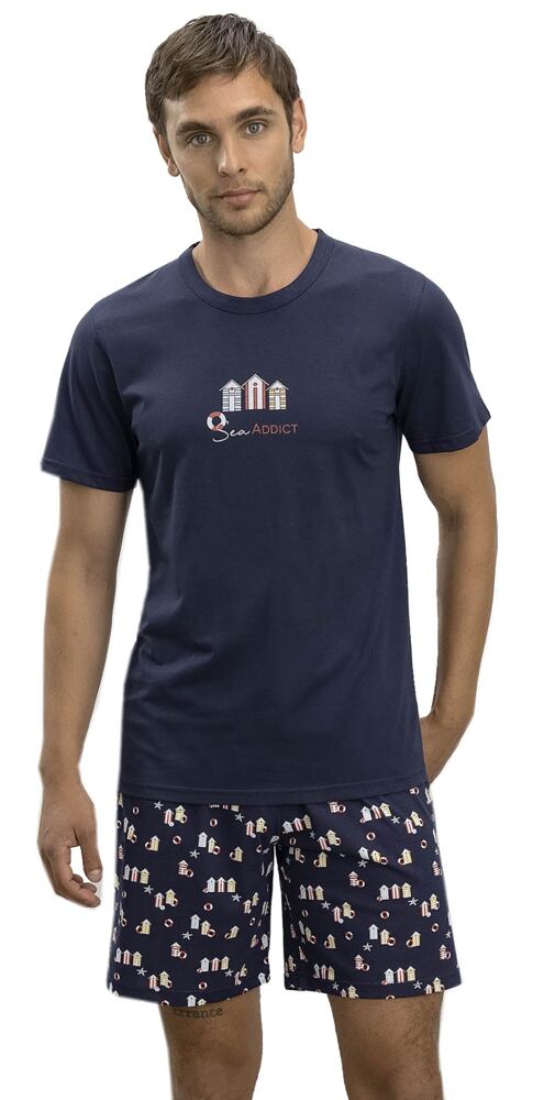 Mladistvé krátké pyžamo pro muže Vamp 16327 blue marine
