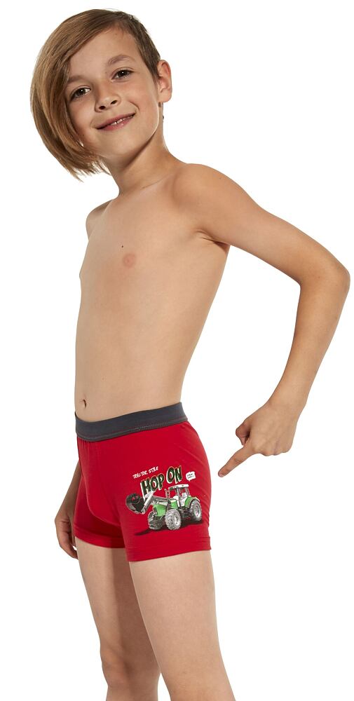 Boxerky s traktorem Cornette Kids Tractor Style červené