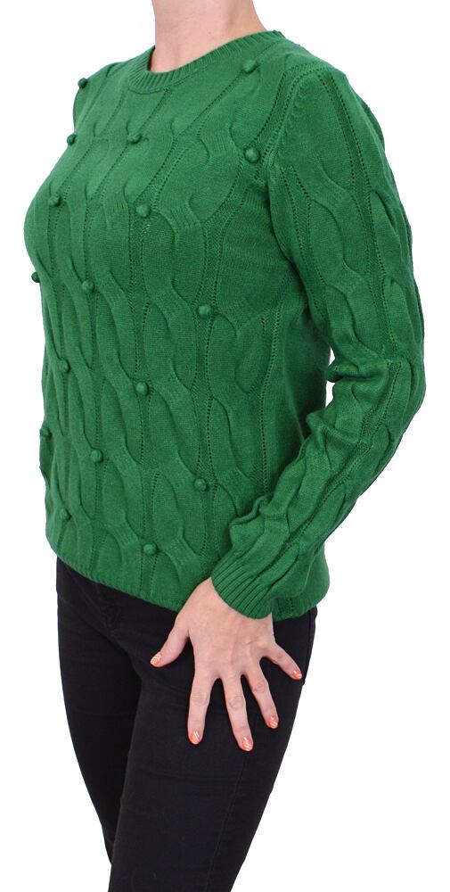 Trendy svetr s kulatým výstřihem pro ženy QJ92529 mechový