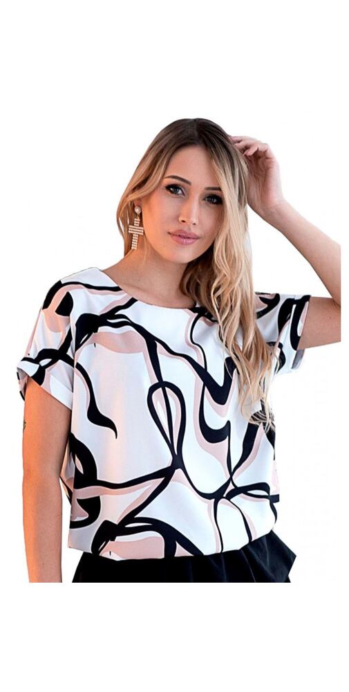 Designová halenka M. Hajdan 1178 černo- mocca vzor