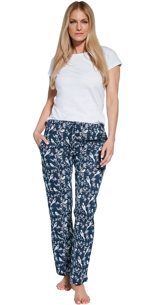Půvabné dámské domácí kalhoty Cornette 690/36 navy tisk