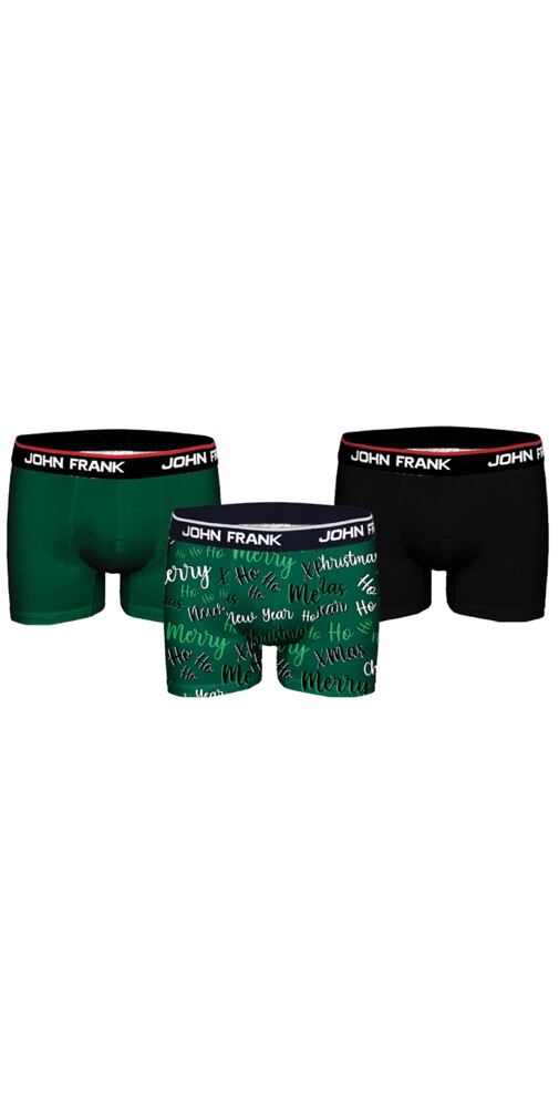 Pánské boxerky John Frank JF3B-CH-01 3 pack černo-zelená
