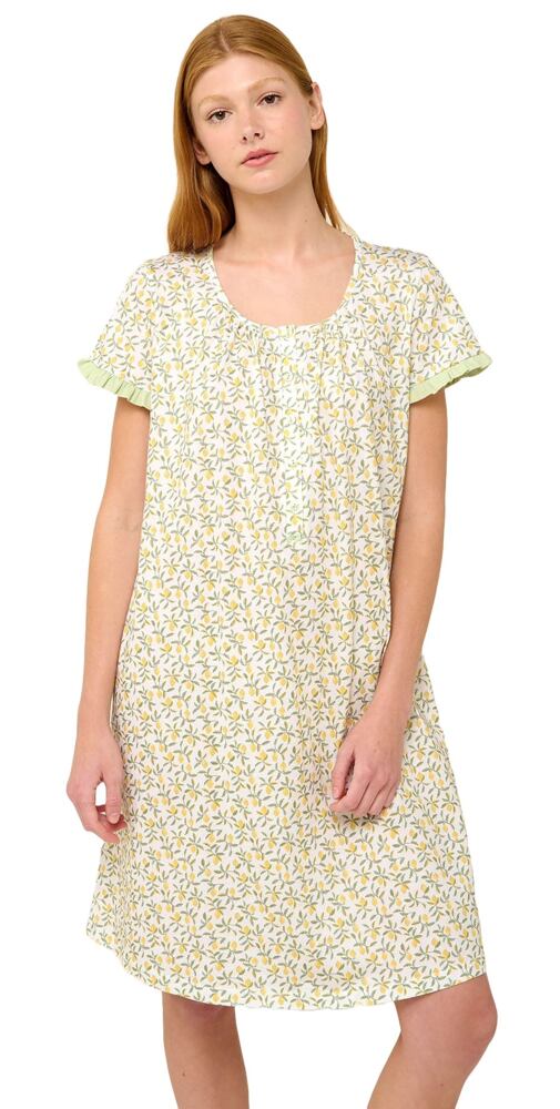 Bavlněná letní noční košile na knoflíky Vamp 22232 green fog