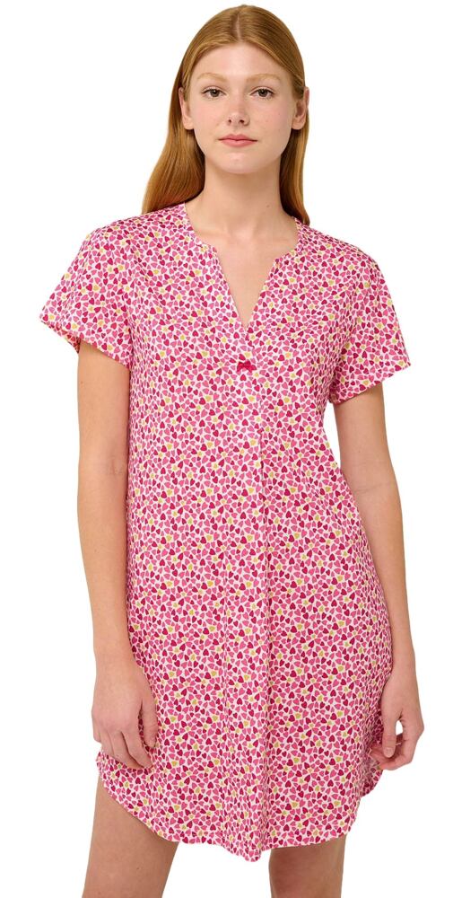 Bavlněná letní noční košile s výstřihem do V Vamp 22284 pink blossom