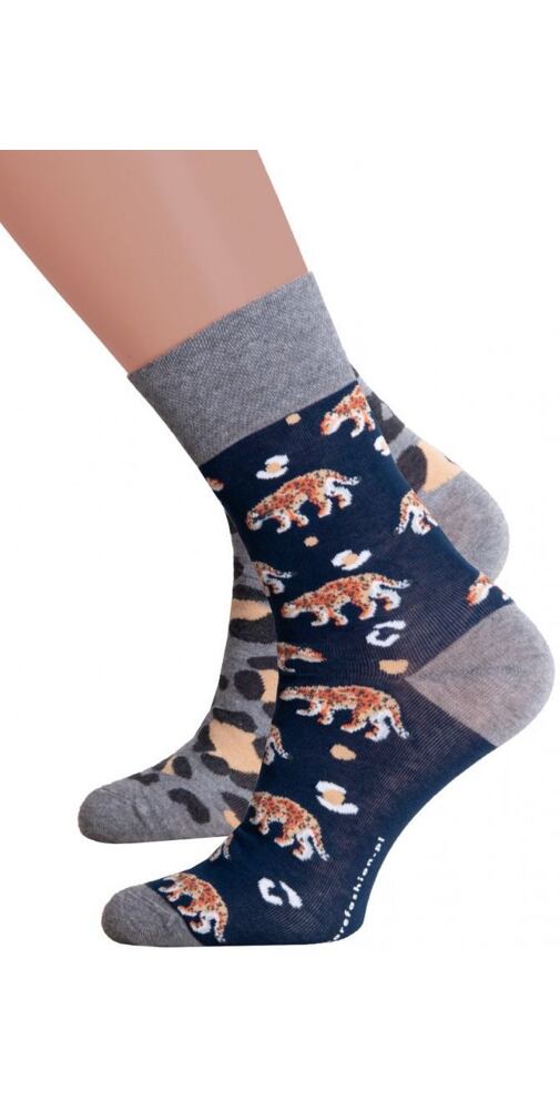Bavlněné ponožky s obrázkem Steven 57078 levhart