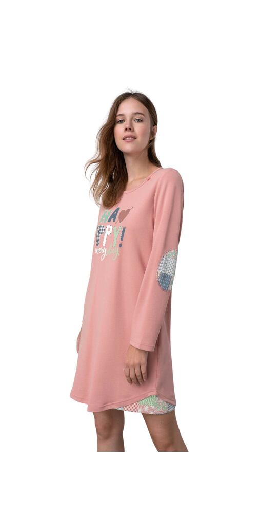 Dámská noční košile s dlouhým rukávem Oneira 17521 pink tan