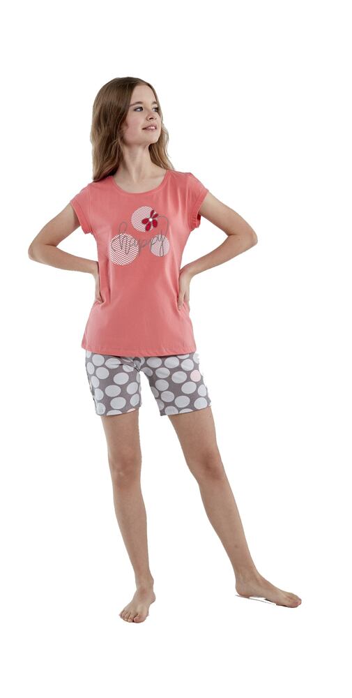 Krátké pyžamo pro děvčata Cornette Young Happy korál