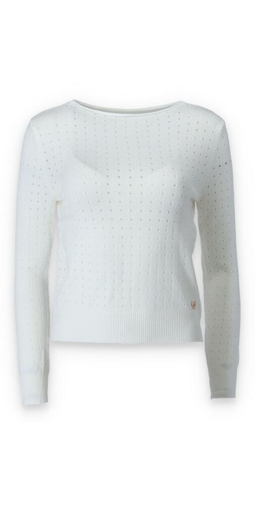 Trendy svetr s kulatým výstřihem pro ženy GJ90009D bílá perla