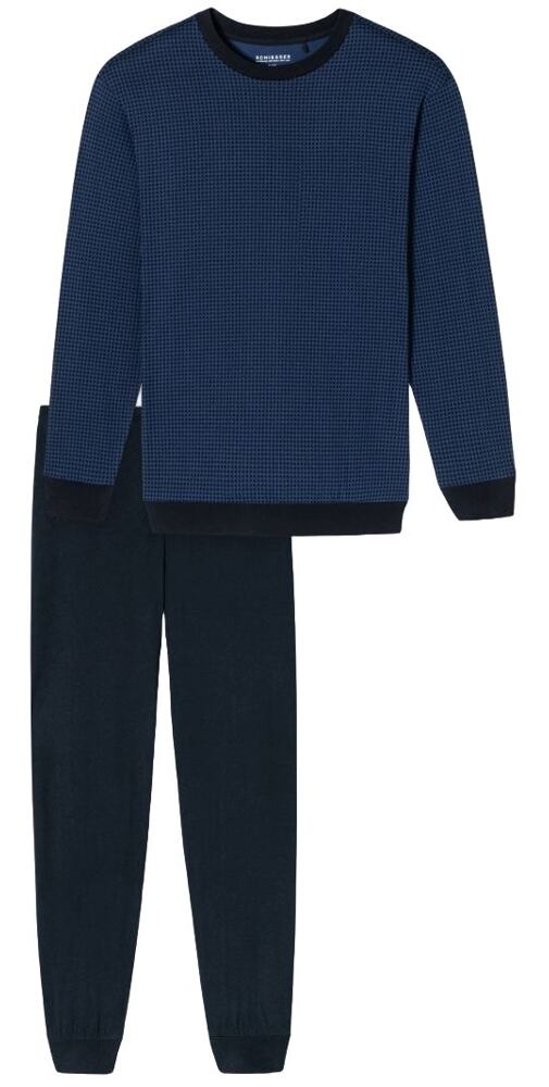 Dlouhé pánské pyžamo do manžety Schiesser 180252 navy
