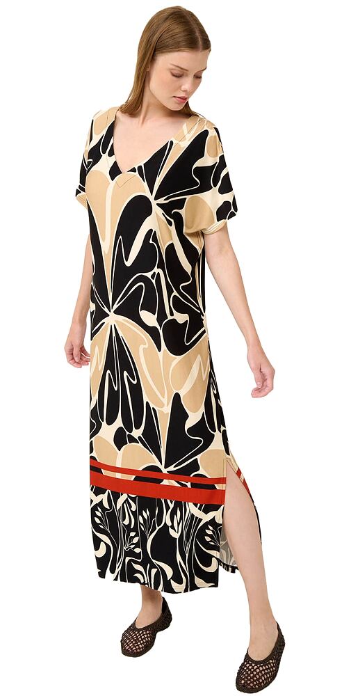 Viskózový kaftan s abstraktním květinovým potiskem Vamp 22479 black