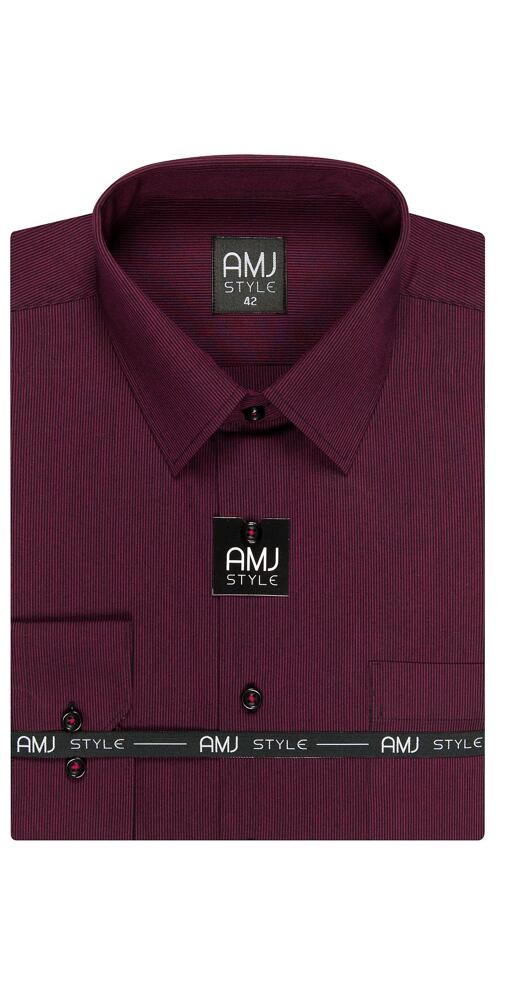 Pánská košile AMJ Style VD 864 vínová proužka