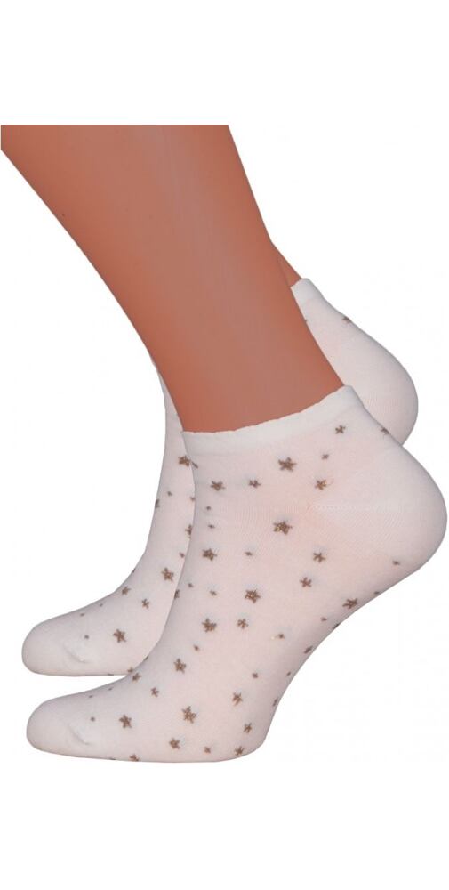 Nízké ponožky s hvězdičkami Steven 60114 smetanová