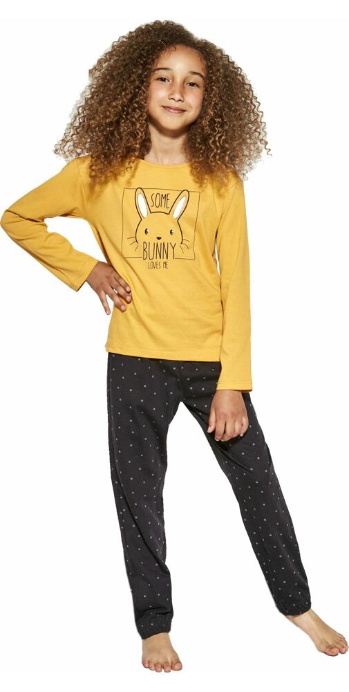 Bavlněné dívčí pyžamo Cornette Young Bunny medové