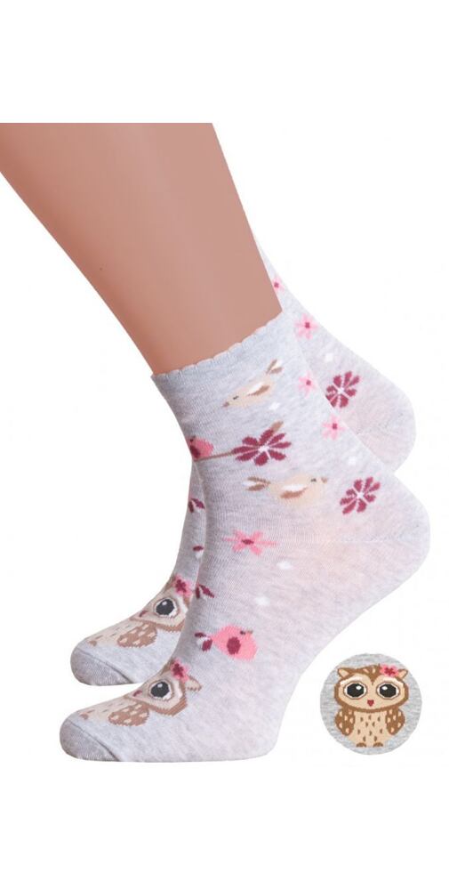 Bavlněné ponožky s obrázkem Steven 812099 sv.šedá