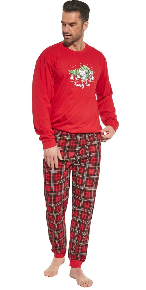 Pánské pyžamo s dlouhým rukávem Cornette Family Time červená