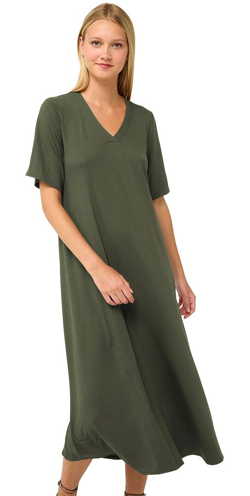 Jednoduché letní šaty s výstřihem do V Vamp 22511 green ivy