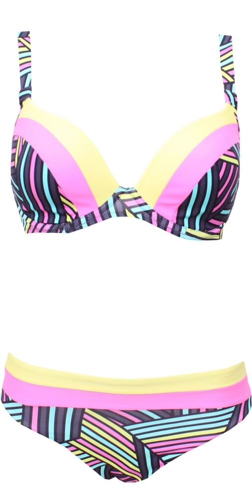 Pruhované plavky Beauty bra neon