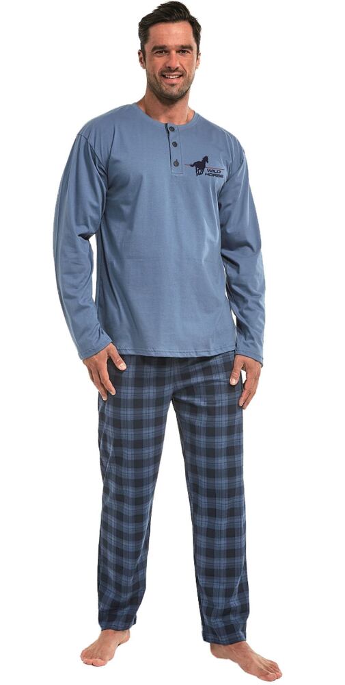 Bavlněné pyžamo pro muže s kabátek na rozepínání