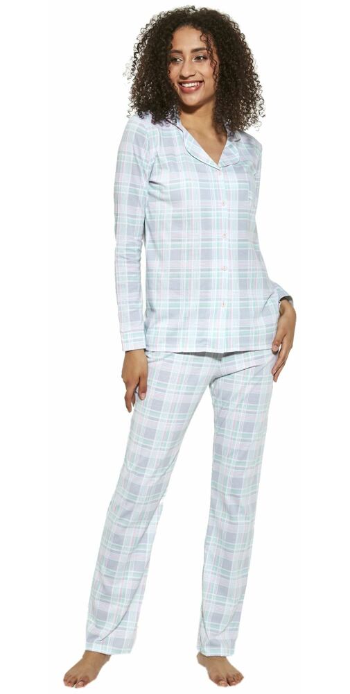Půvabné pyžamo na propínání pro ženy Cornette Susie kostička