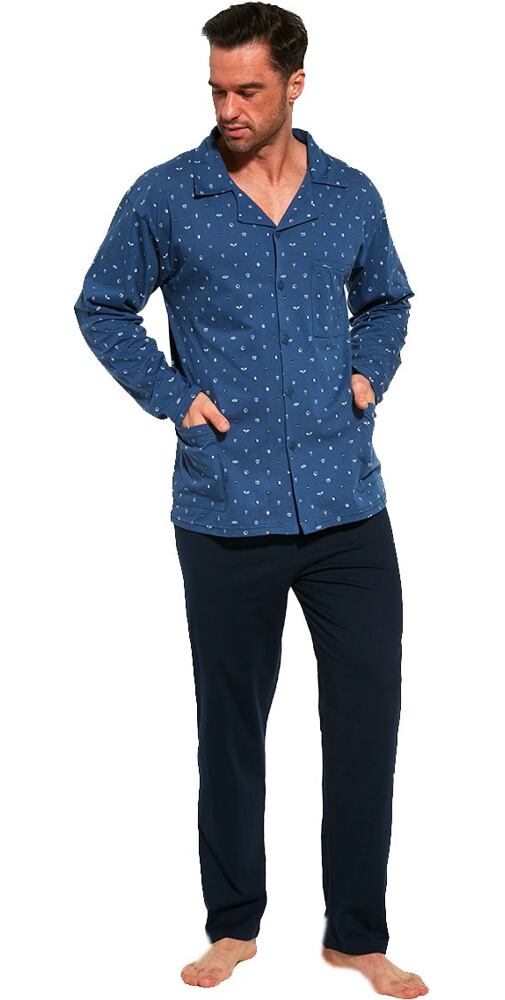 Pyžamo pro muže s propínacím kabátkem Cornette 114/54 tm.jeans