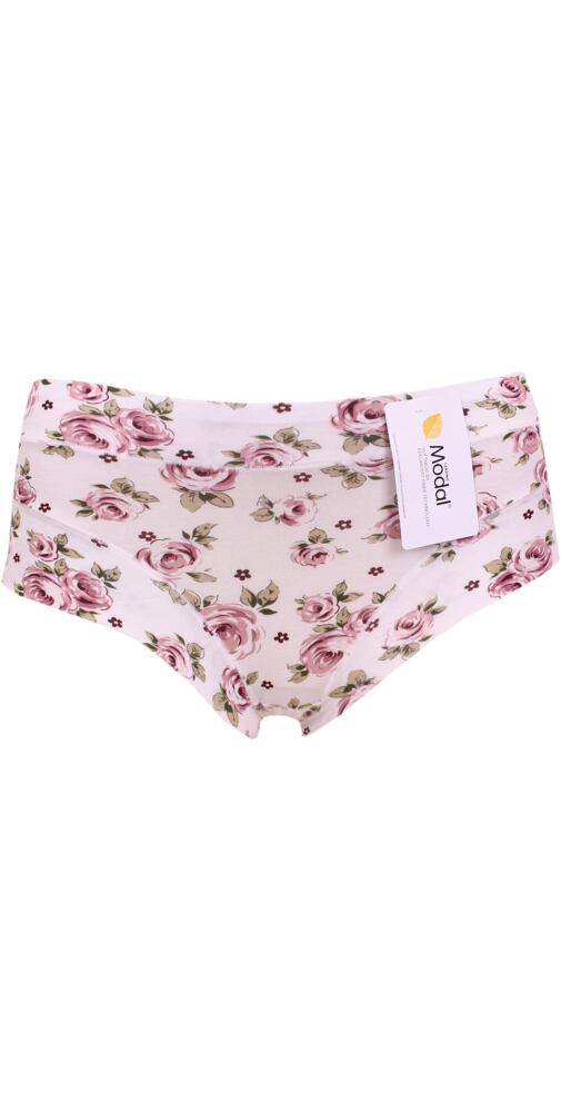 Květinové dámské kalhotky s širokým lemem st.růžové