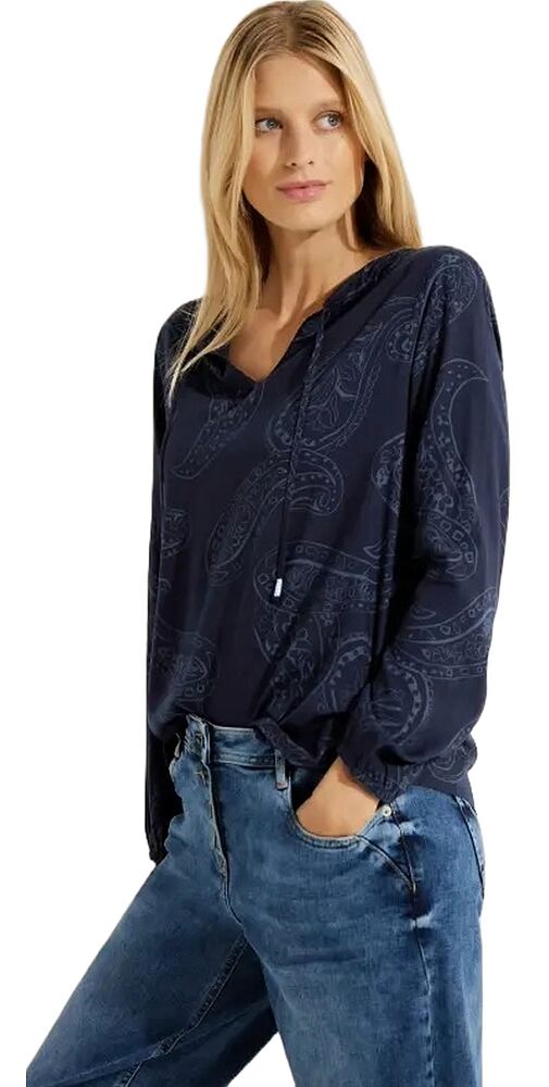 Dámská viskózová košile s kašmírovým vzorem Cecil 344260 navy