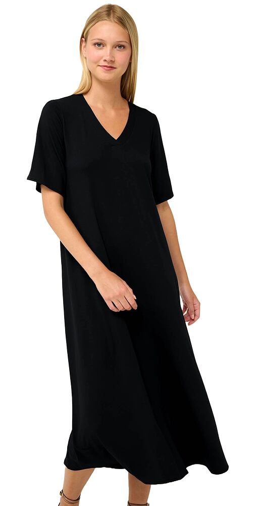Jednoduché letní šaty s výstřihem do V Vamp 22511 black