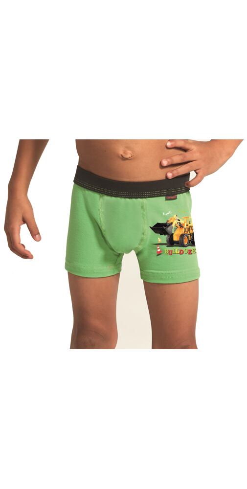 Klučičí Cornette Kids boxerky s obrázkem Bulldozer zelené