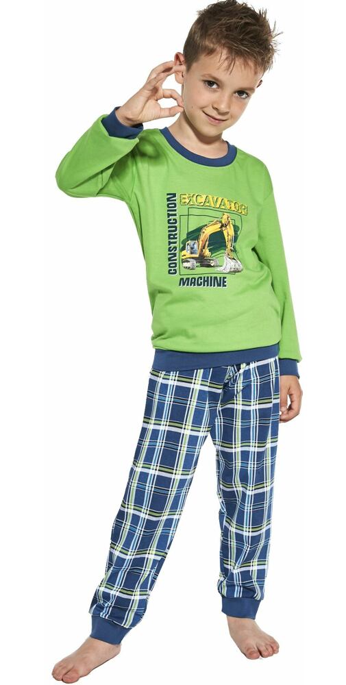 Pyžamo pro kluky s bagrem Cornette Kids Machine zelené