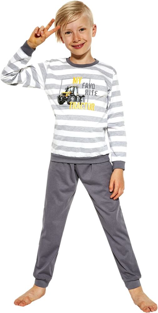 Dlouhé pyžamo pro kluky Cornette Kids Tractor šedé