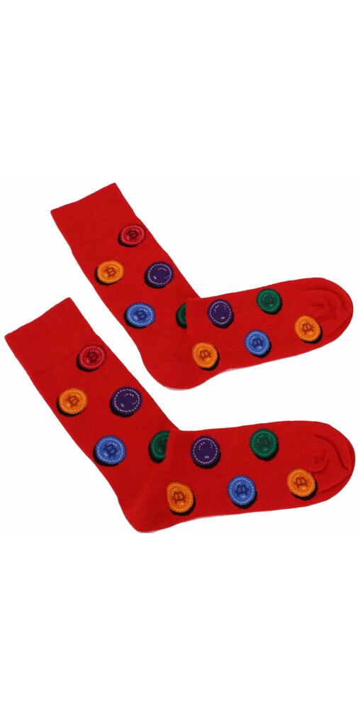 Pánské ponožky s obrázky John Frank JFLSFUN-CH18 červené
