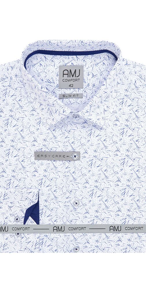 Elegantní pánská košile AMJ Comfort Slim Fit VDSBR 1311 bílo-modrá