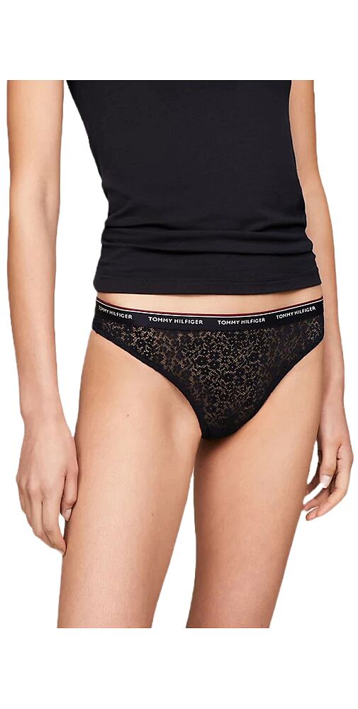 Krajková tanga pro ženy Tommy Hilfiger UW0UW04896 černé
