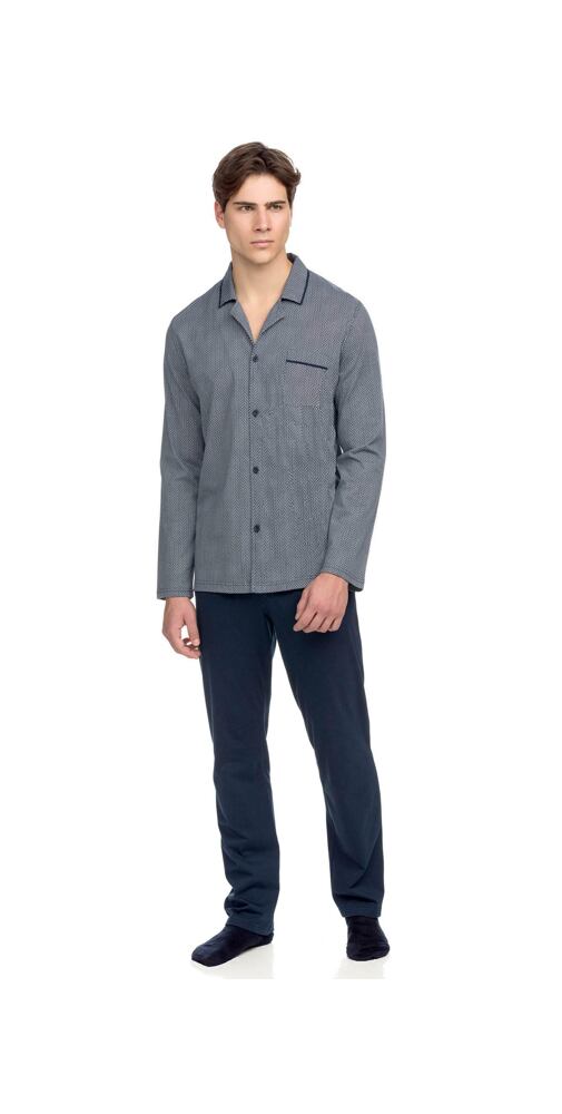 Vamp - Pohodlné dvoudílné pánské pyžamo  15662 blue oxford