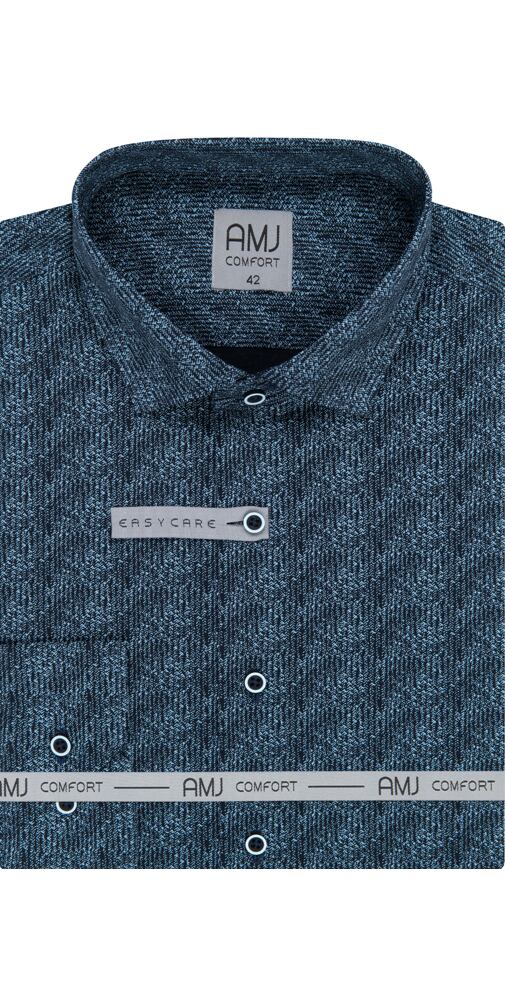 Designová košile pro muže AMJ Comfort Slim Fit VDSB 1212 tm.modrá