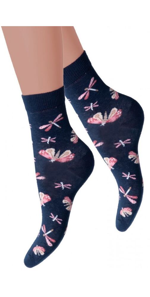 Ponožky pro děti s obrázky Steven 407014 navy motýli