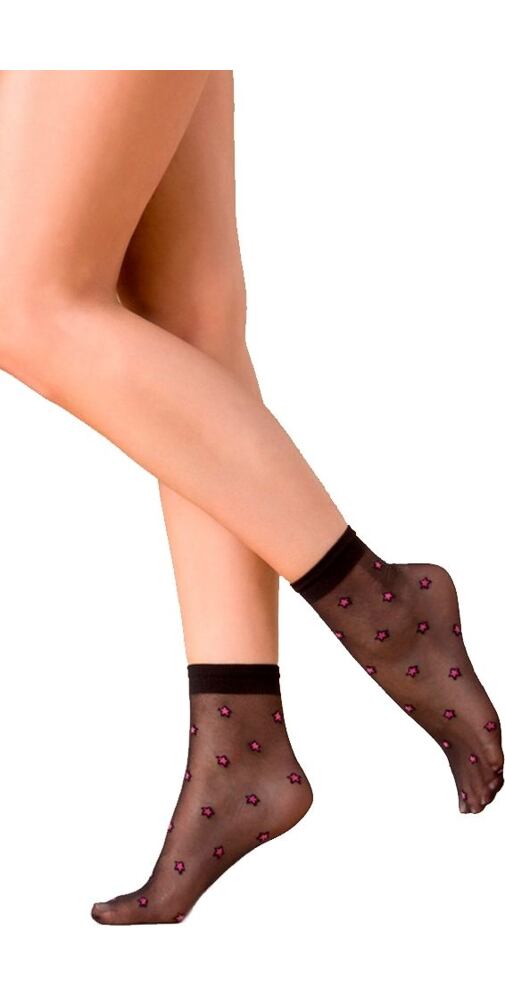 Černé silonkové ponožky Gabriella Stars 529 pink