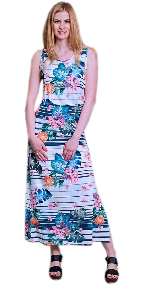 Dlouhé dámské šaty s květinovým potiskem Haillo Nikol tisk