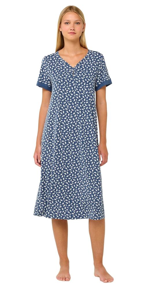 Letní noční košile s knoflíkovou légou Vamp 22055 blue raf