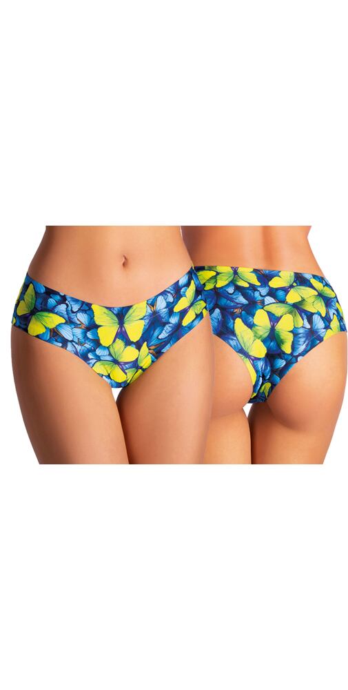 Bezešvé dámské kalhotky s obrázky Meméme blue spring butterfly