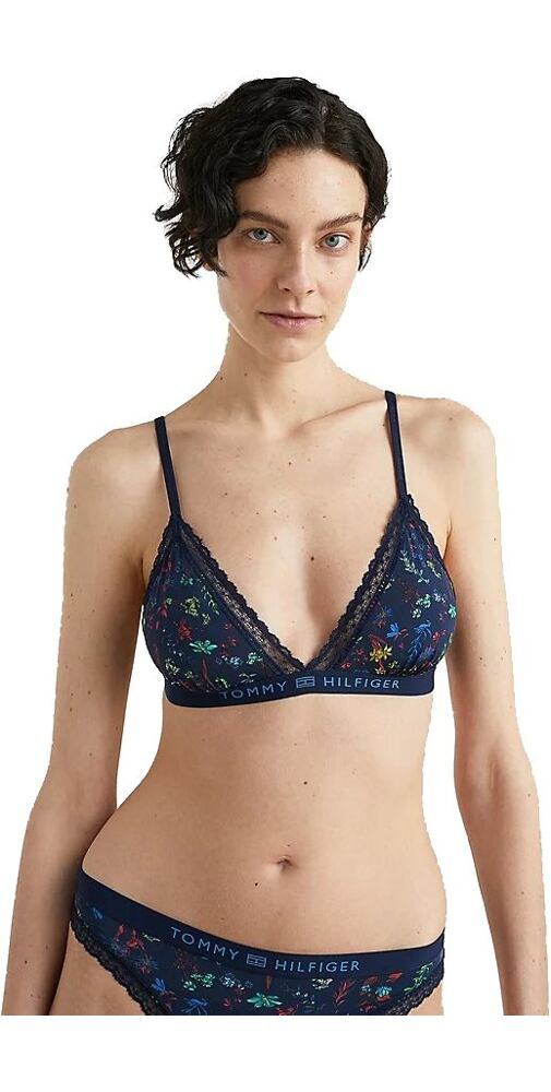 Podprsenka bez kostice Tommy Hilfiger Triangle navy vzor