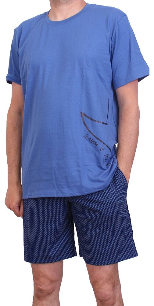 Bavlněné pánské pyžamo Pleas 179774 modré