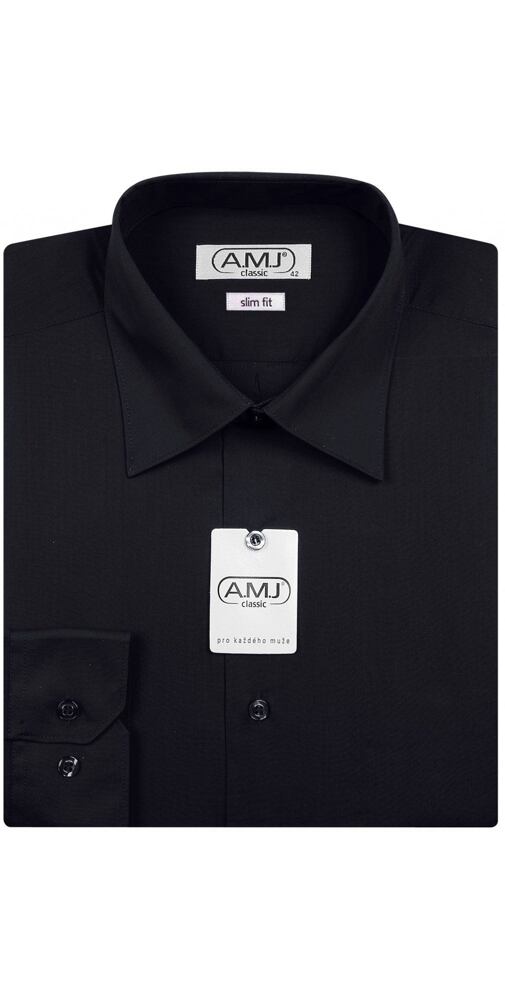 Pánská černá společenská košile AMJ Slim  JDS17