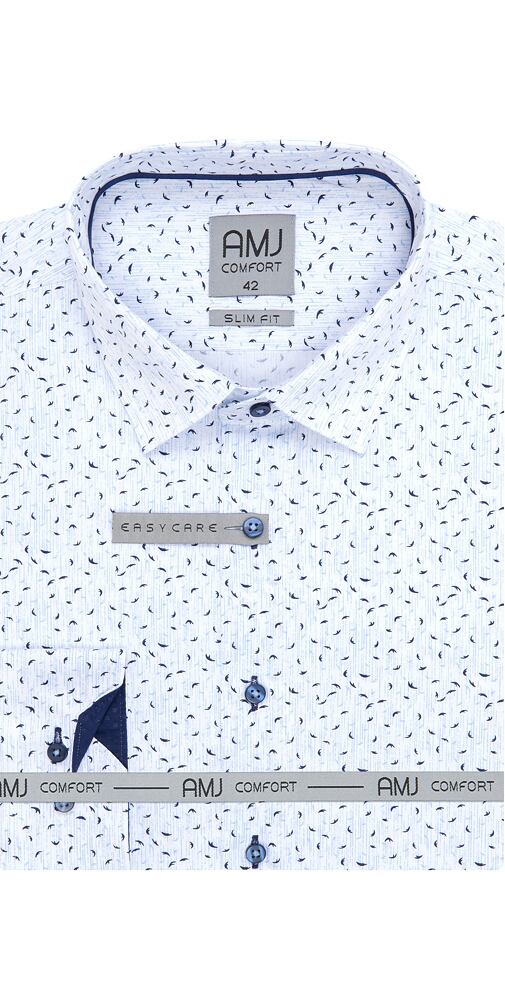 Elegantní pánská košile AMJ Comfort Slim Fit VDSBR 1308 bílo-modrá
