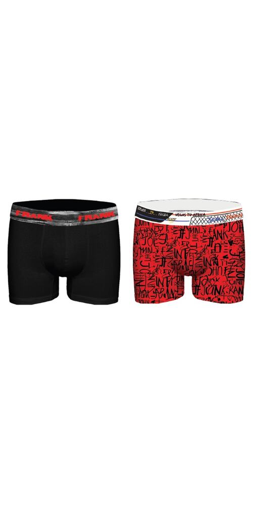 Pánské boxerky John Frank JF2BBID03 duo pack červeno-černá