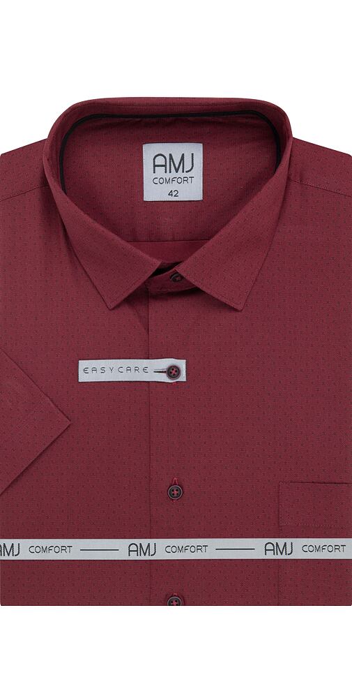 Pánská košile AMJ s krátkým rukávem Comfort slim VKSBR 1356 bordo